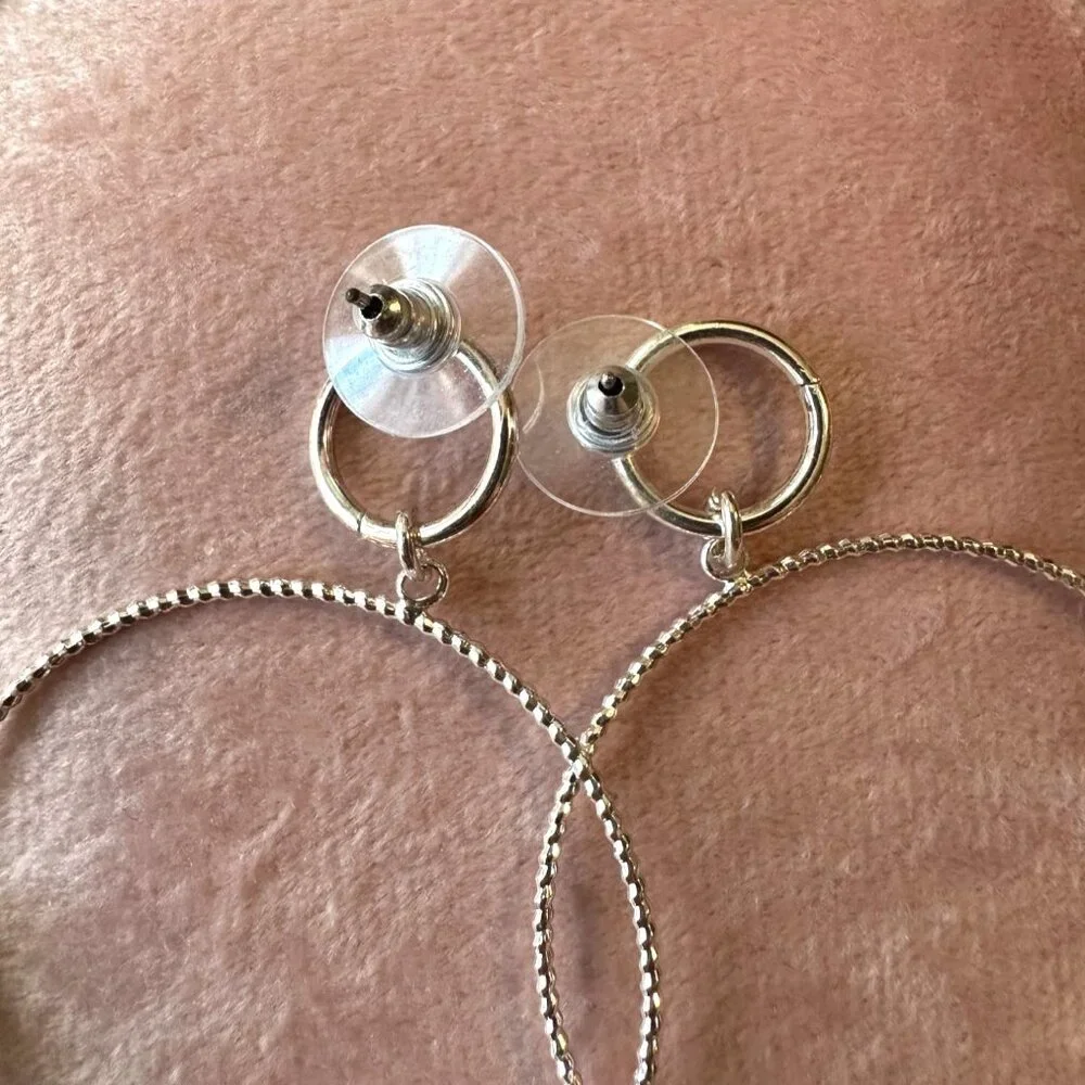 Silver-Tone Hoop Earrings By Park Lane Jewelry "Echo" Dangling Beaded Detail - Picture 4 of 7